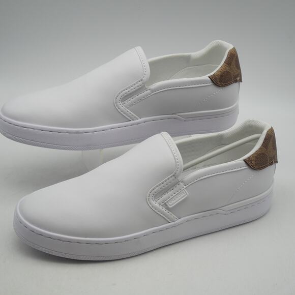 NEW Coach WOMEN'S 8 Walker Leather Slip On Shoes Sneakers WHITE - Picture 1 of 13